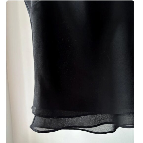 1990s Flowy Double Layer Top | Vintage Sheer Black Top - Picture 4 of 4